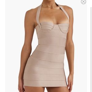 Latte bandage mini dress